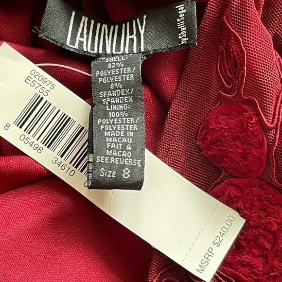 $240 Laundry By Shelli Segal Red Dress Formal Evening Holiday Party Prom Dress 8 - Picture 2 of 10